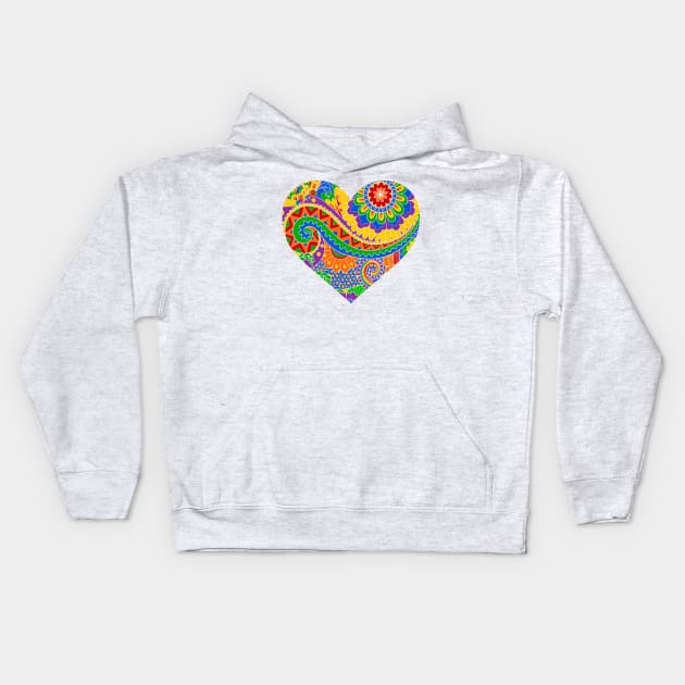 Rainbow Decorative Heart Kids Hoodie by AlondraHanley